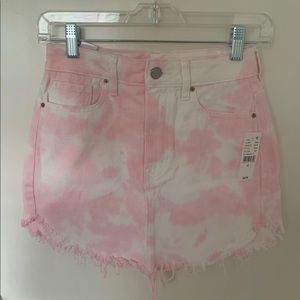 pacsun pink tie dye denim skirt